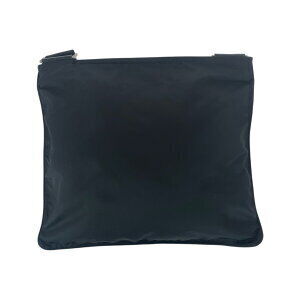 Prada plate nylon bag triangular shoulder logo Tessuto black